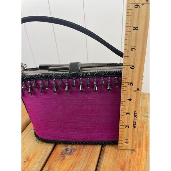 Moo Roo Charleston Style Mini Purple Beads Evening Bag Purse Signed Y2K Vintage - Picture 14 of 14